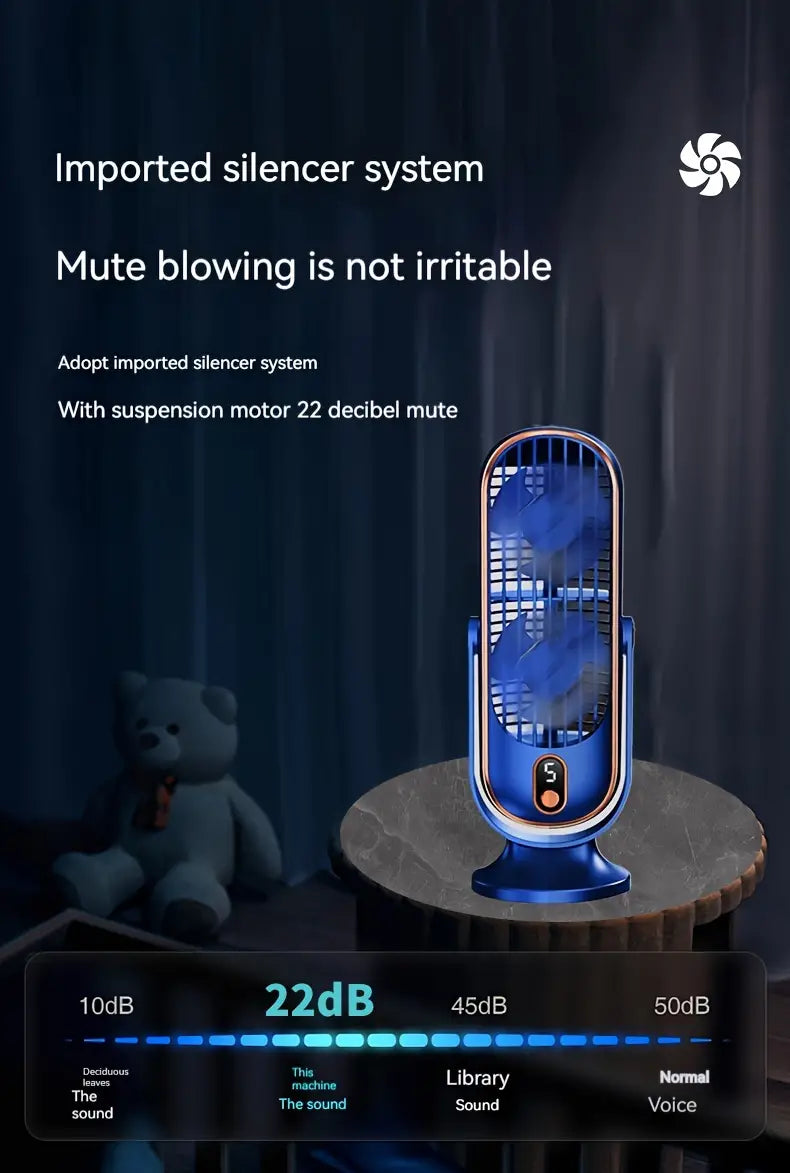 Large Battery Dual Motor Portable Fan - Blue