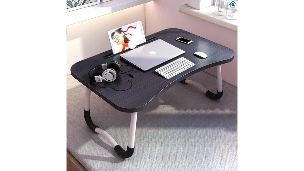 Portable Folding Laptop Bed Tray Table Lap Desk Notebook Breakfast Cup Slot