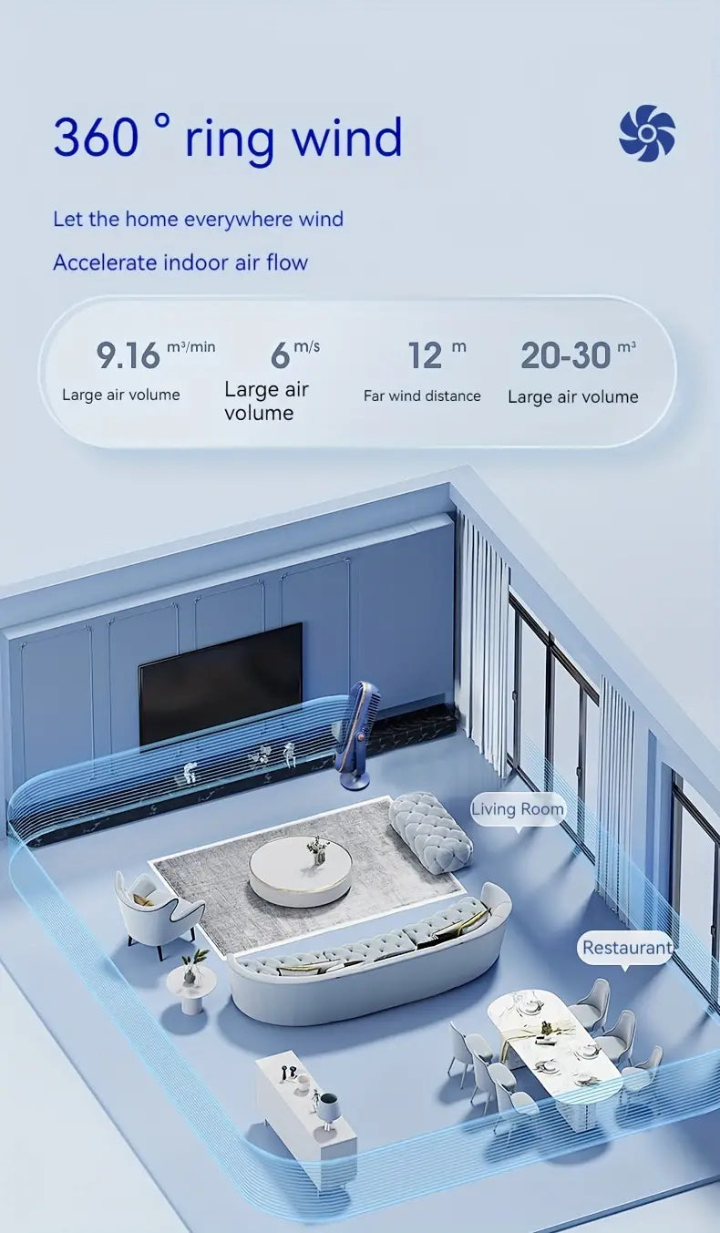 Large Battery Dual Motor Portable Fan - Blue