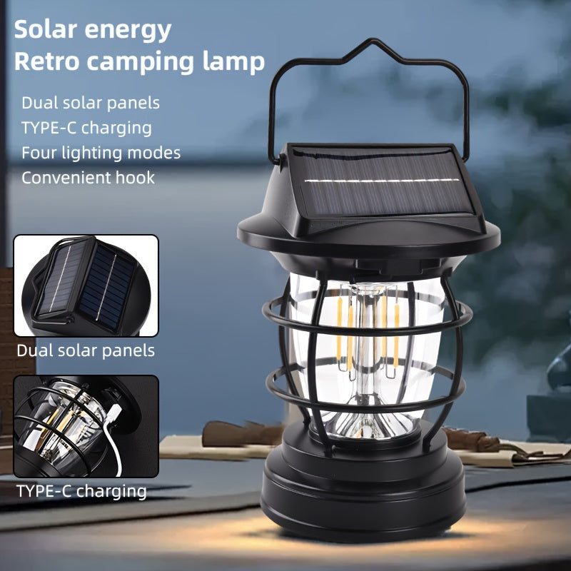 Black Solar Powered LED Camping Light
