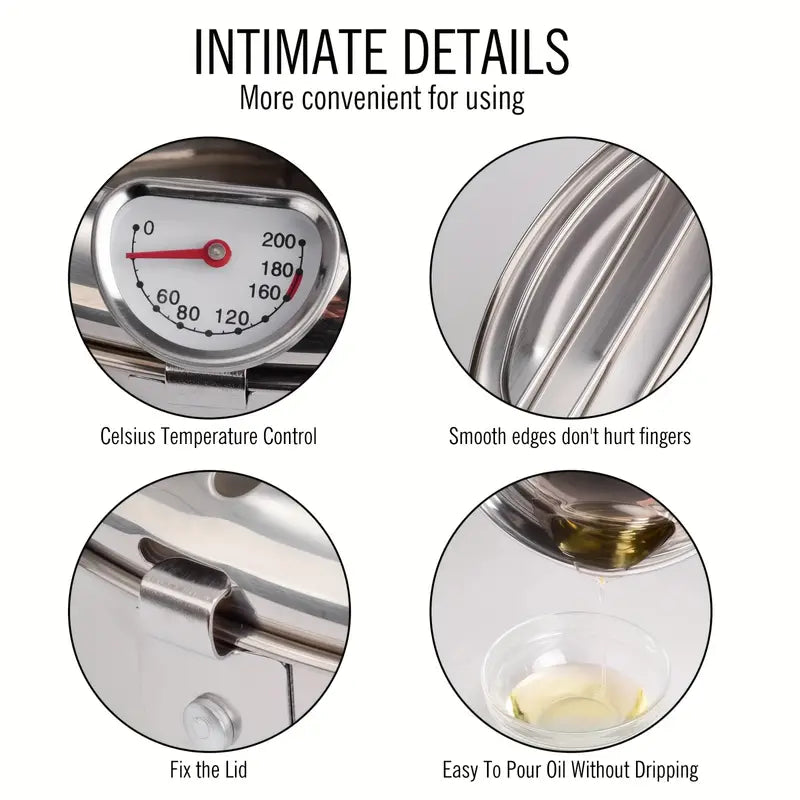 Stainless Steel Deep Fryer with Temperature Control and Oil Drop Filter Rack