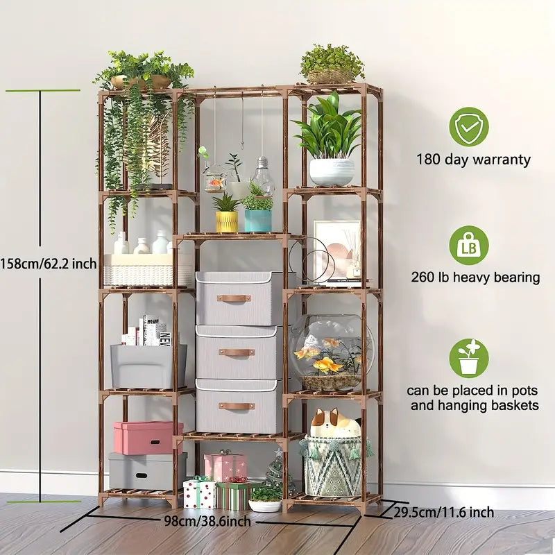 Multi-layer Wooden Plant Stand - 12 Tier Flower Pot Holder Rack