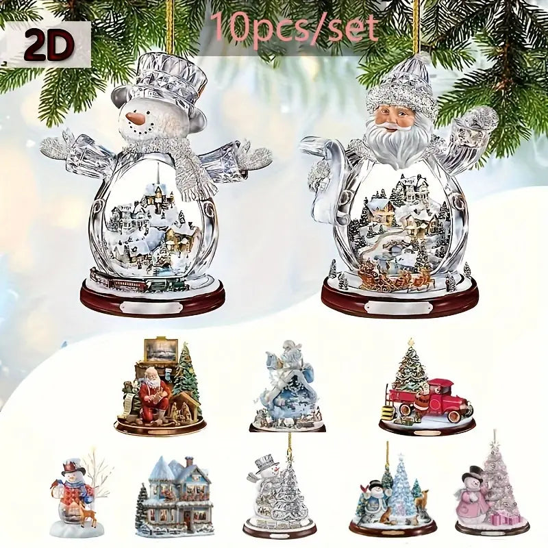 Santa Claus Hanging Christmas Tree Decoration - 10Pcs/Set