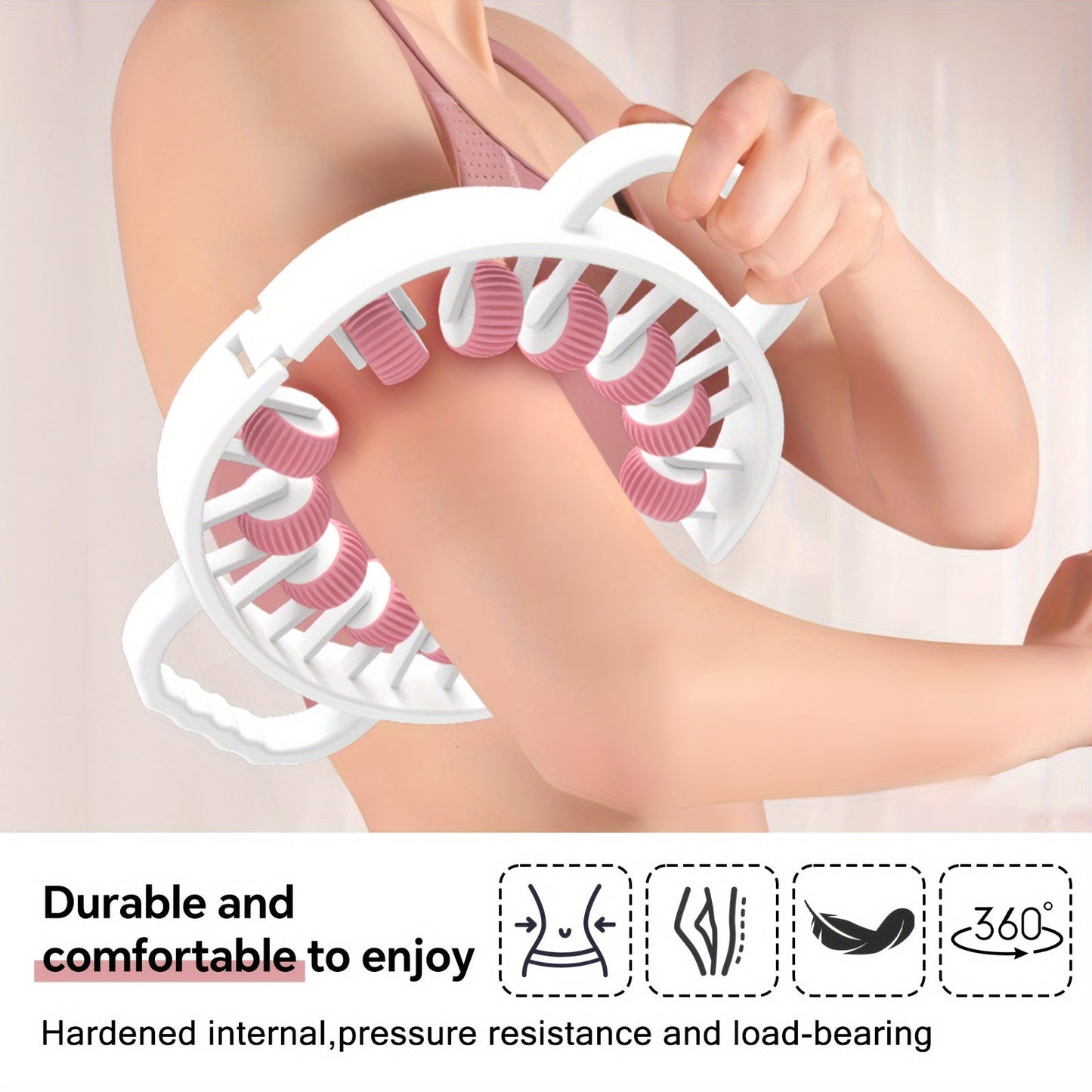 12-Wheel 360° Muscle Roller - Leg, Calf, Arm Massager(White)