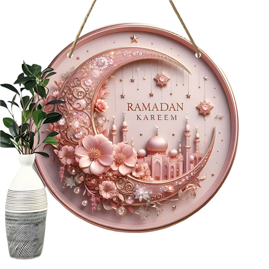 Ramadan Kareem Pink 2D Wreath Wall Sign