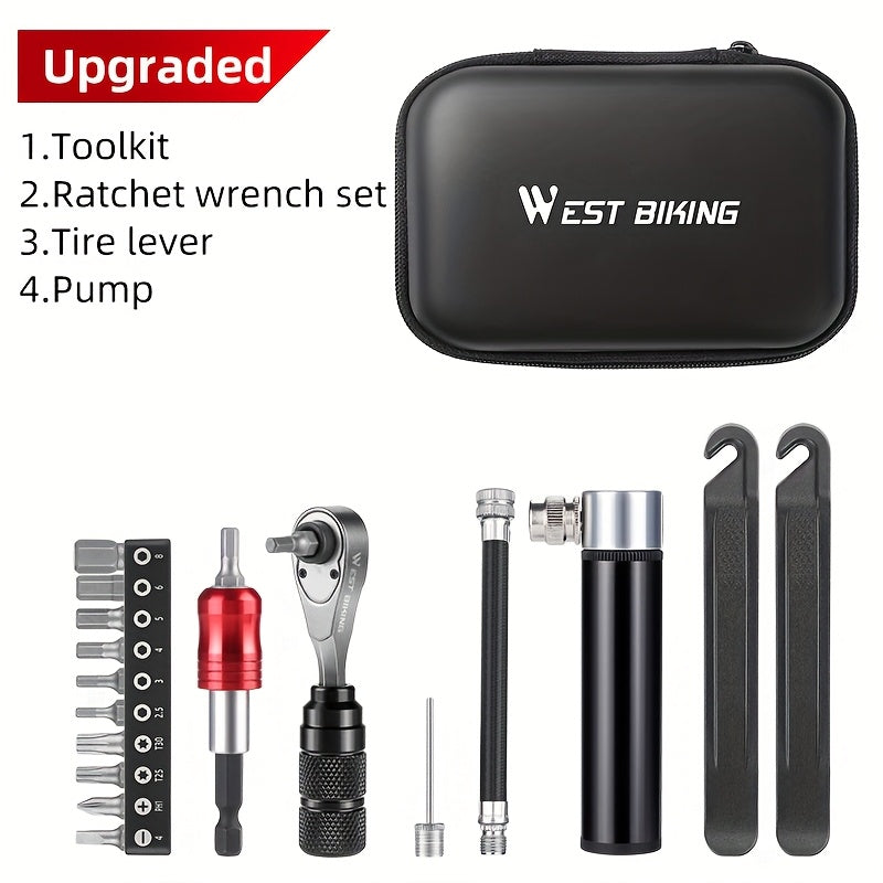 Bike Repair Tool Kit with Pump and Bag