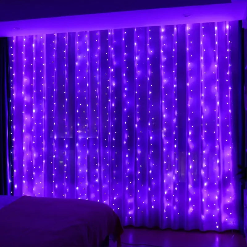 Enhance Your Space with 1pc 300 LED Curtain Fairy Lights | Remote Controlled, 8 Modes, Waterproof, USB Plug In
