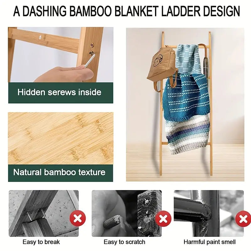 Ladder Style Storage Rack - Space Saving Towel and Blanket Organizer