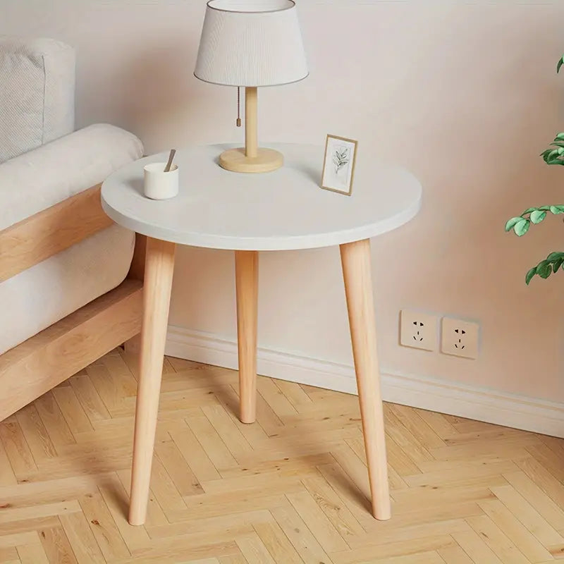 Minimalist Round White Coffee Table - Small and Space-Saving