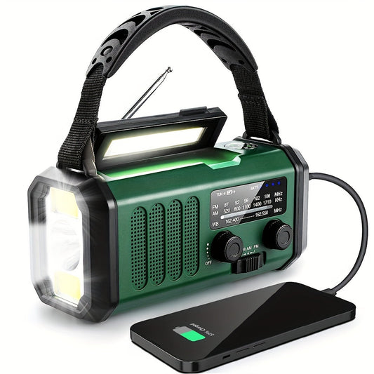 10000mAh Solar-Powered Emergency Radio with Flashlight