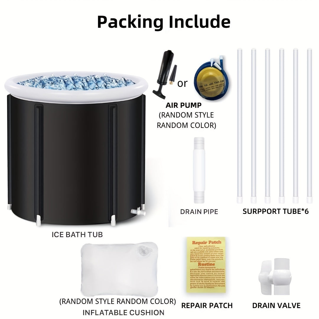 1Pc Freestanding Ice Bath Tub for Fitness Recovery(Black)