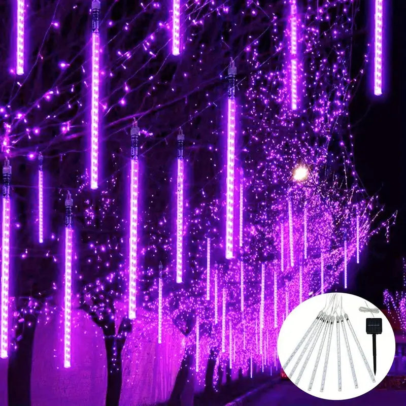Galactic Glow: Purple Christmas Solar Meteor Shower Lamp