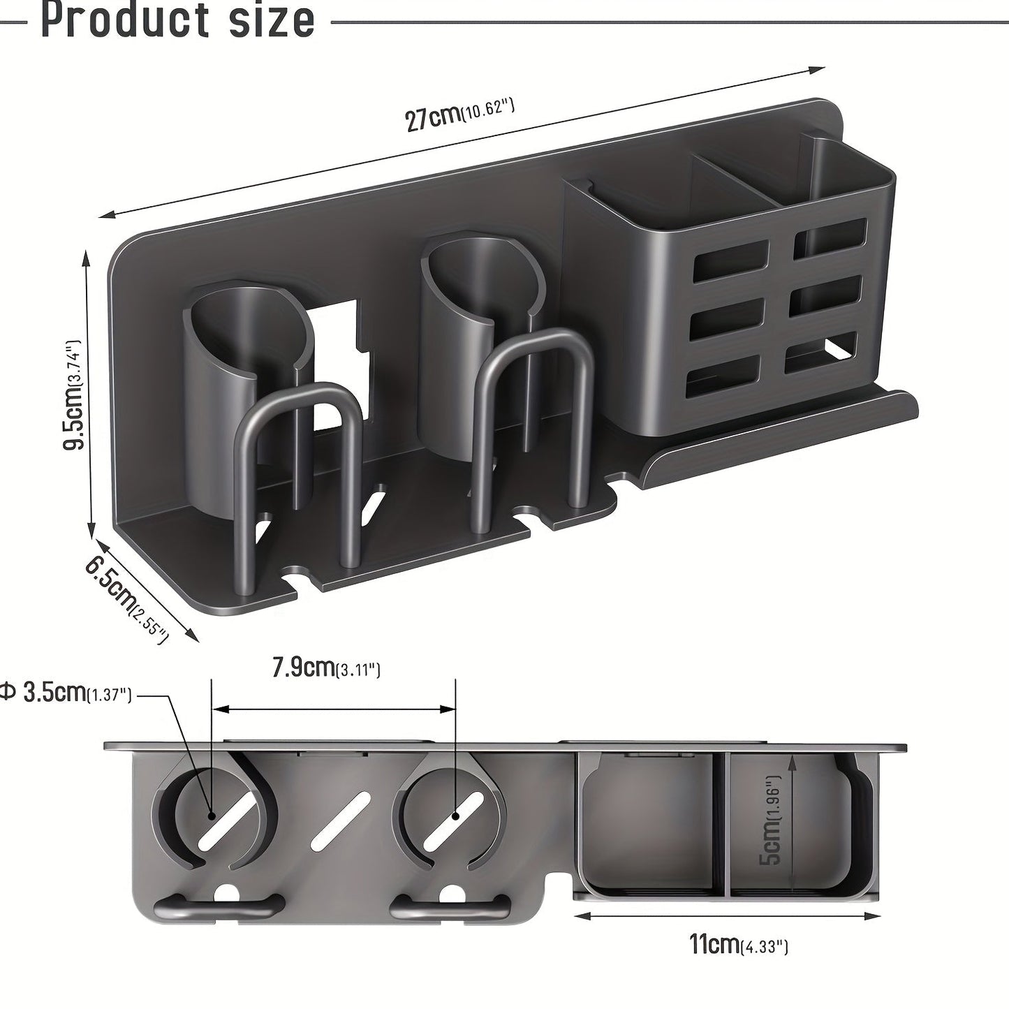 Wall Mount Aluminum Toothbrush Razor Holder