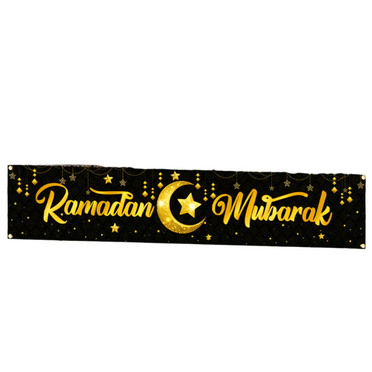 Black Gold Ramadan Kareem Star Moon Banner
