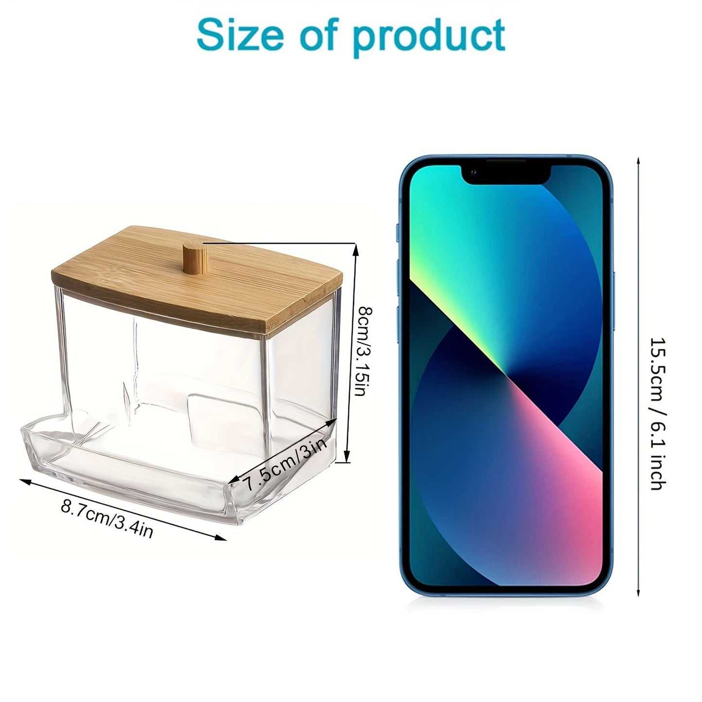 Clear Acrylic Swab Holder with Wooden Lid