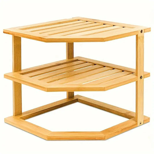 Bamboo Multi-Layer Corner Shelf - Stylish and Space-Saving Kitchen Storage