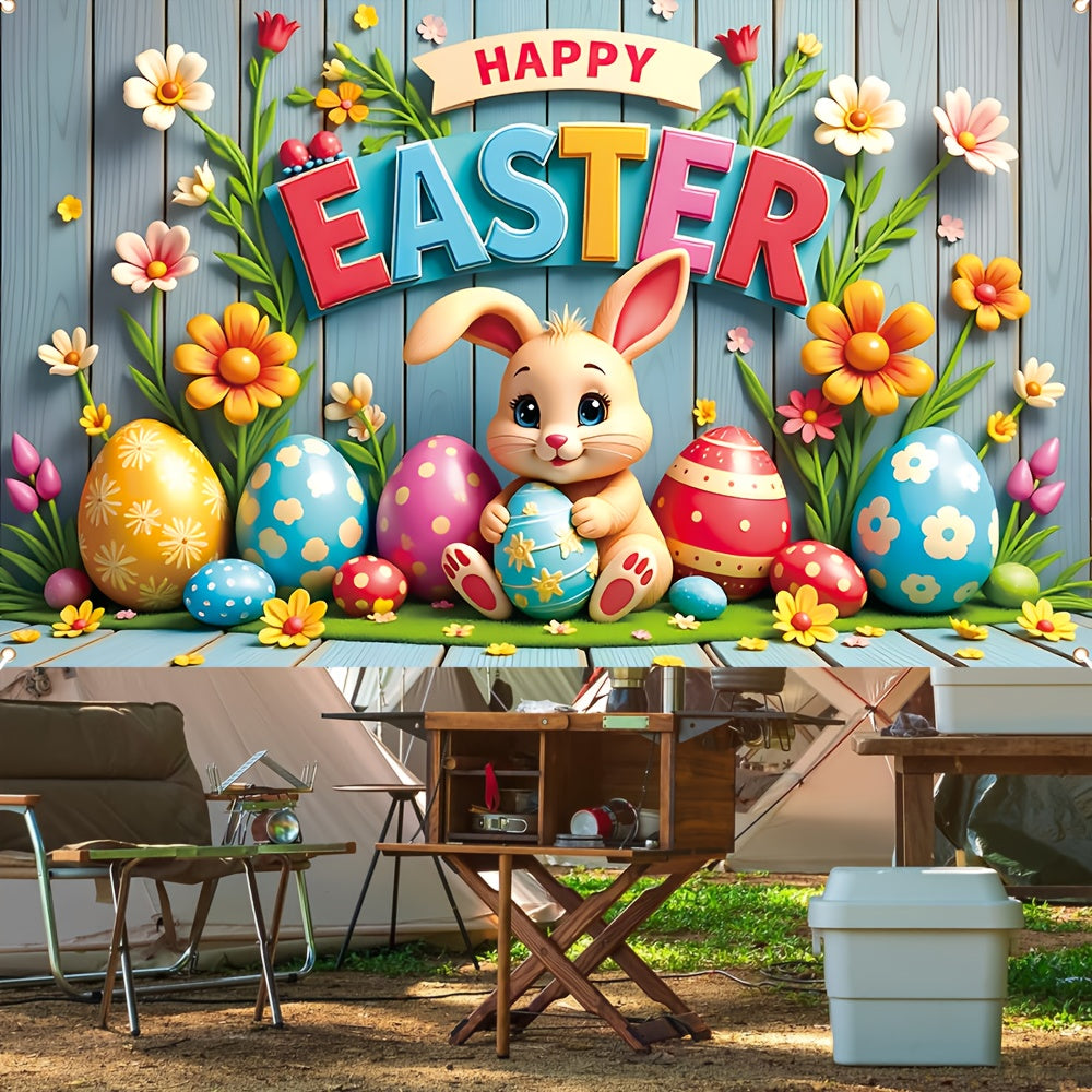 Easter Bunny Eggs Banner Polyester Decoration
