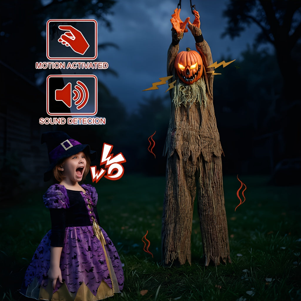 Pumpkin Head Pendant Halloween Decor with Sound and Lights