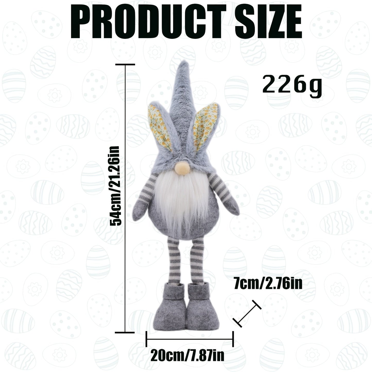 Standing Easter Bunny Gnome Plush Figurine