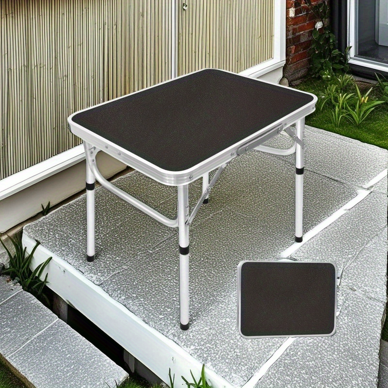 Adjustable Height Folding Table Portable Black
