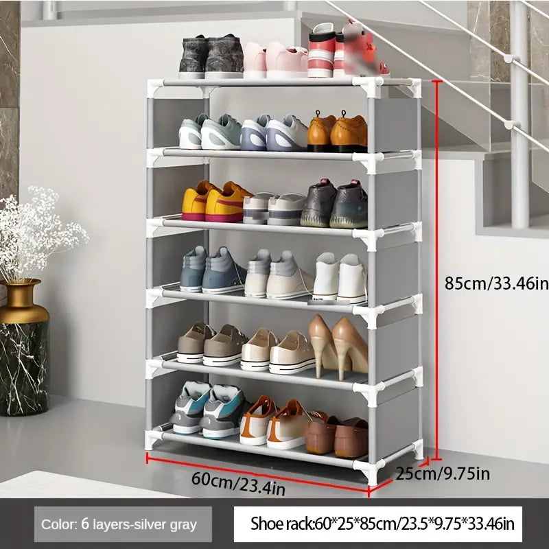 Keep your footwear in check with this multi-layer plastic storage shoe rack