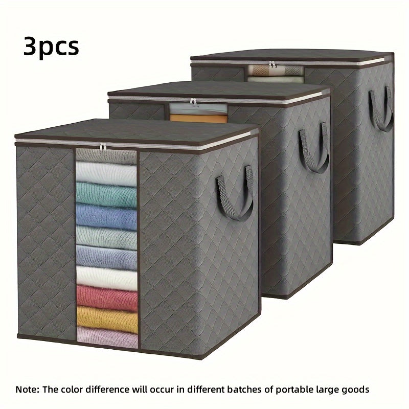 Foldable Storage Boxes with Reinforced Handles (3-Pack)