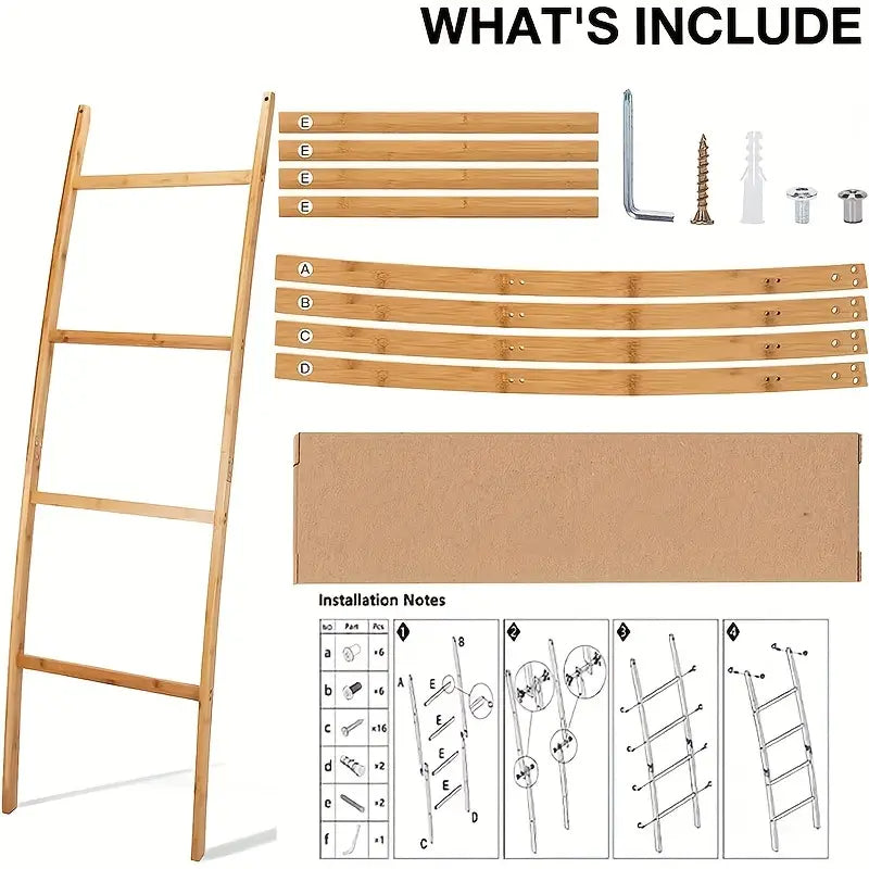 Ladder Style Storage Rack - Space Saving Towel and Blanket Organizer