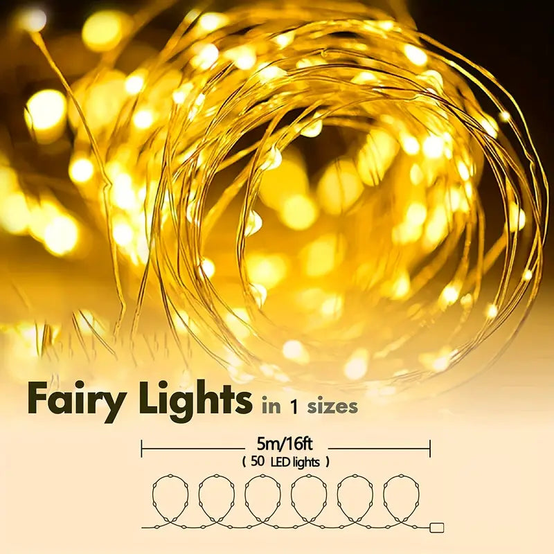 Enchanting 5-Meter Fairy Lights - 50 LED Fairy Tale Lights | Battery-Powered