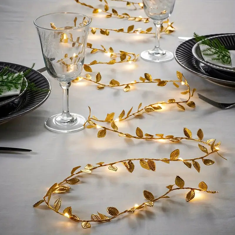 2m 20LED Simulation Golden Leaf Decoration String Lights