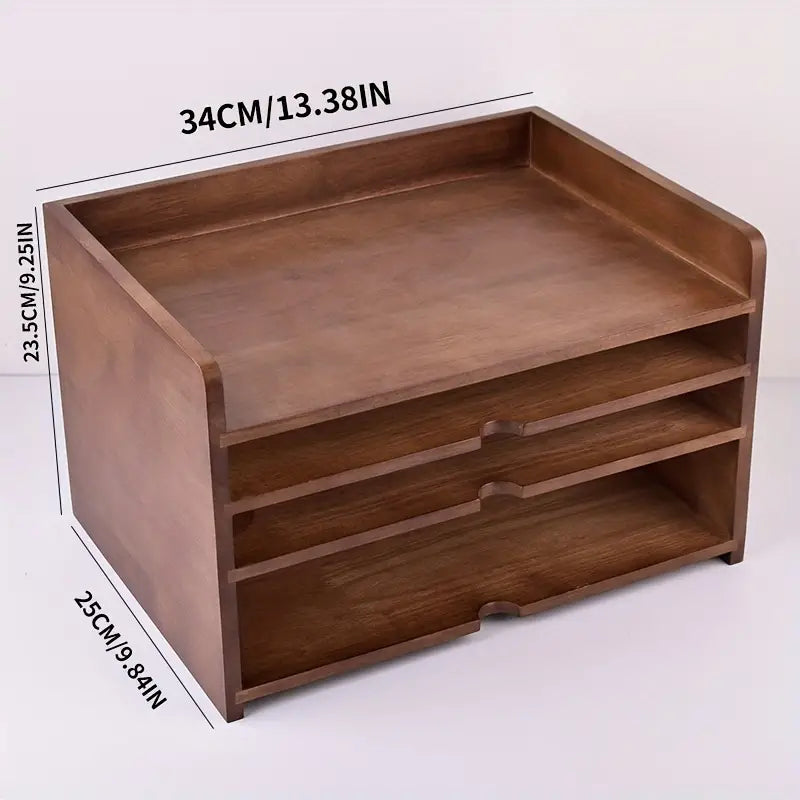 Vintage Solid Wood A4 Multi-layered File Organizer Box Rack