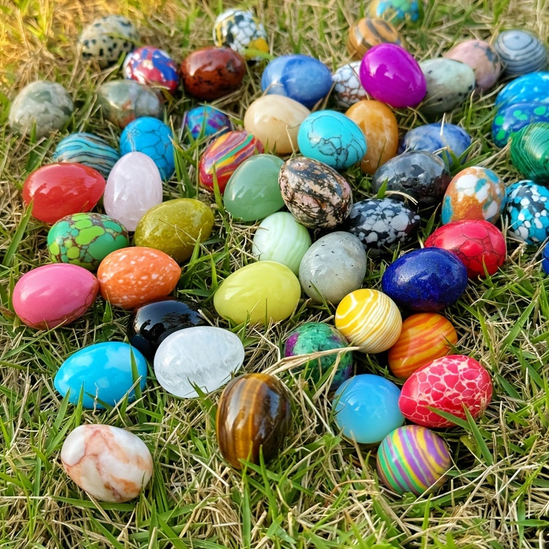 20pcs Natural Polished Stone Chakra Egg Crystal Set