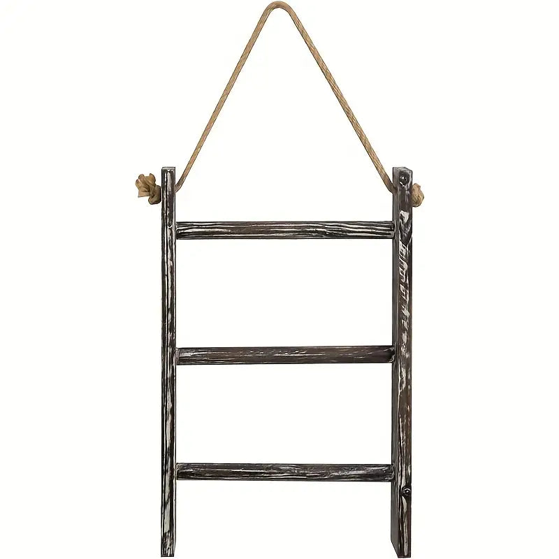 Rustic Wood Wall Hanging Towel Rack with 3 Tiers - Shabby Chic Style