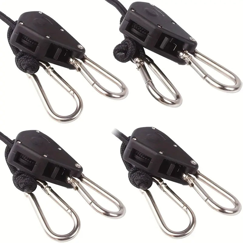 Adjustable Camping Wind Rope Pulley Tie Down Kit with Carabiners - Set of 4