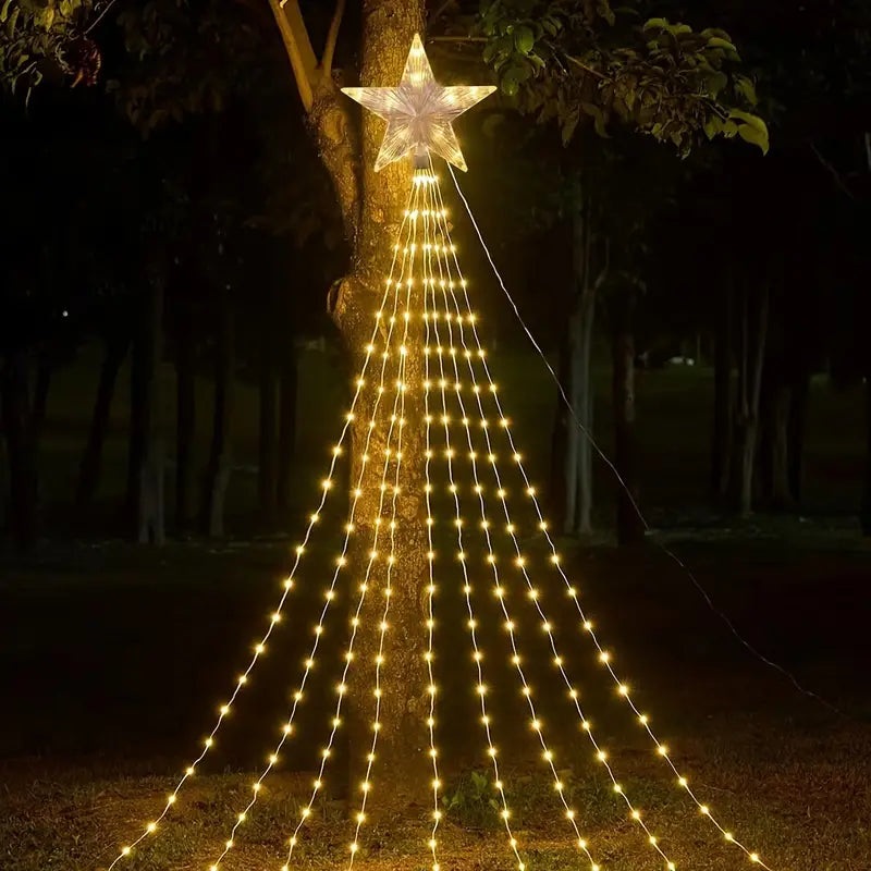 Sparkling 140LED Christmas Star Hanging Tree String Lights