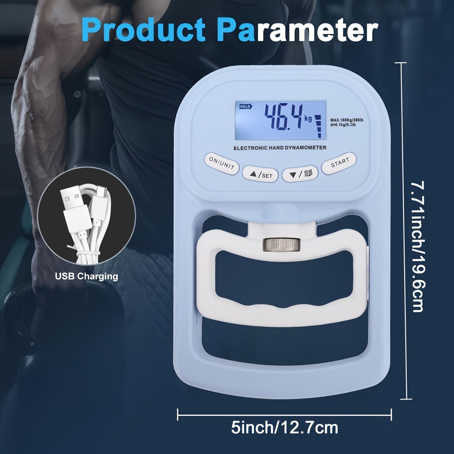 Digital Grip Strength Tester LCD Hand Trainer