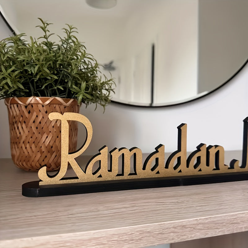 Wooden Ramadan Mubarak Table Sign Decor