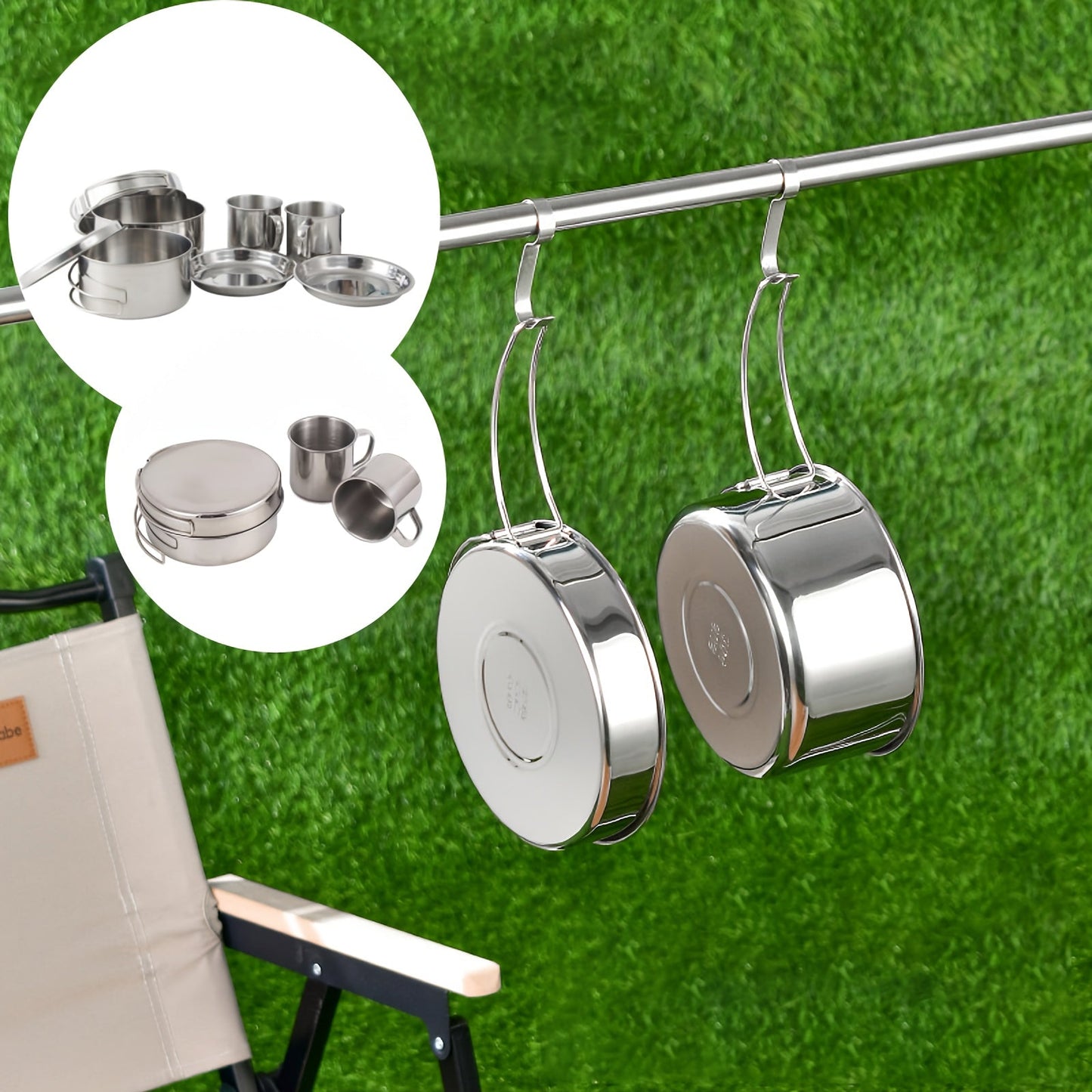8-Piece Stainless Steel Camping Cookware Set
