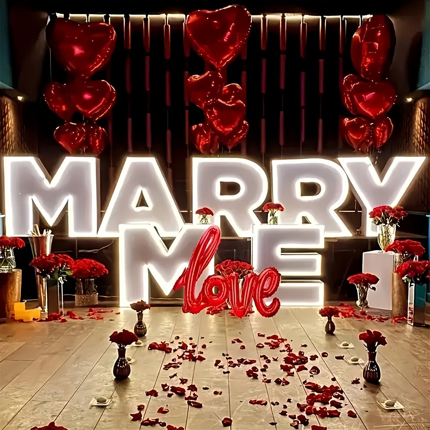 Romantic Red Rose Petals Balloon Decoration Kit