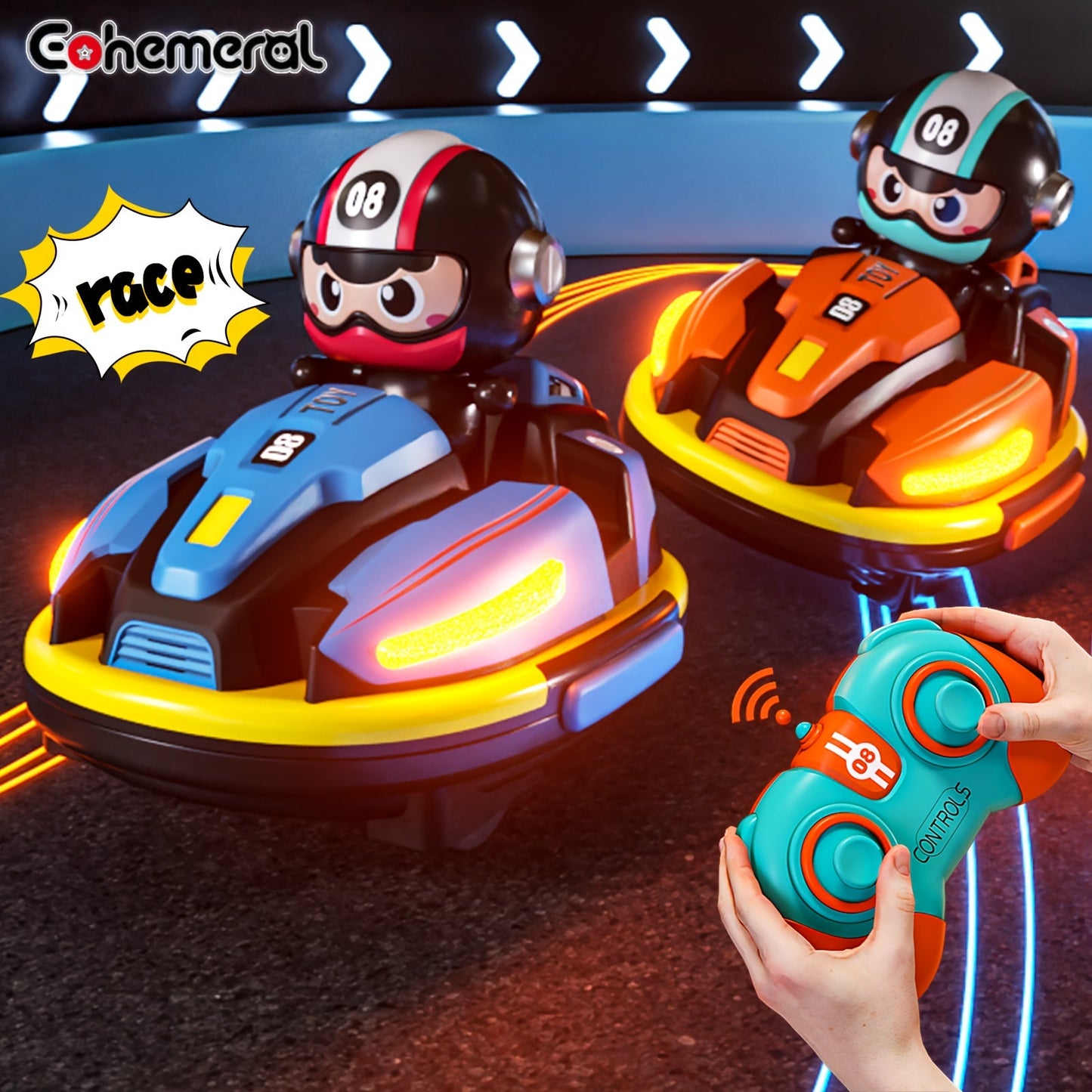 Remote Control Dual Bumper Cars Set with Lights