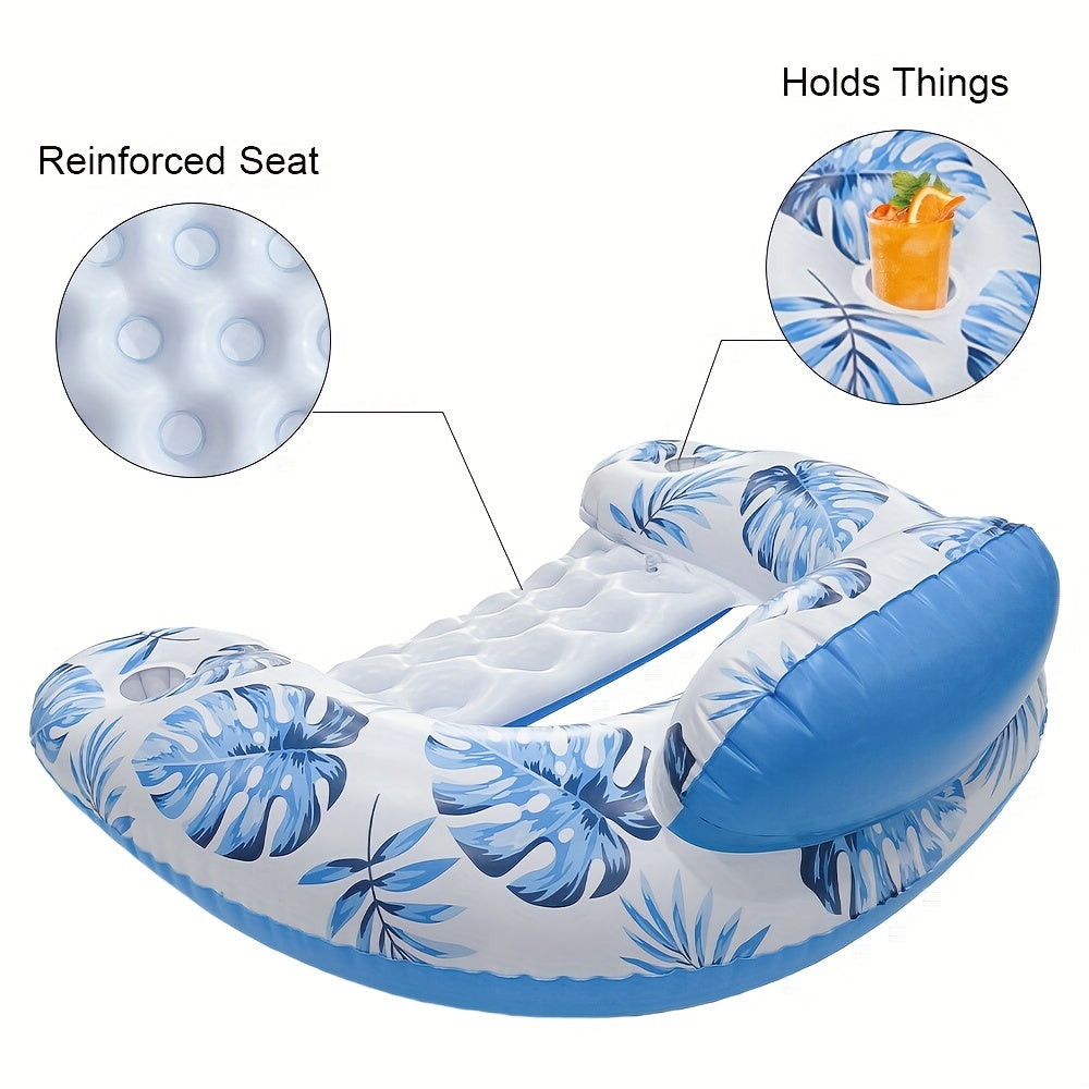 Leaf Pattern U-Shape Inflatable Pool Float Lounger