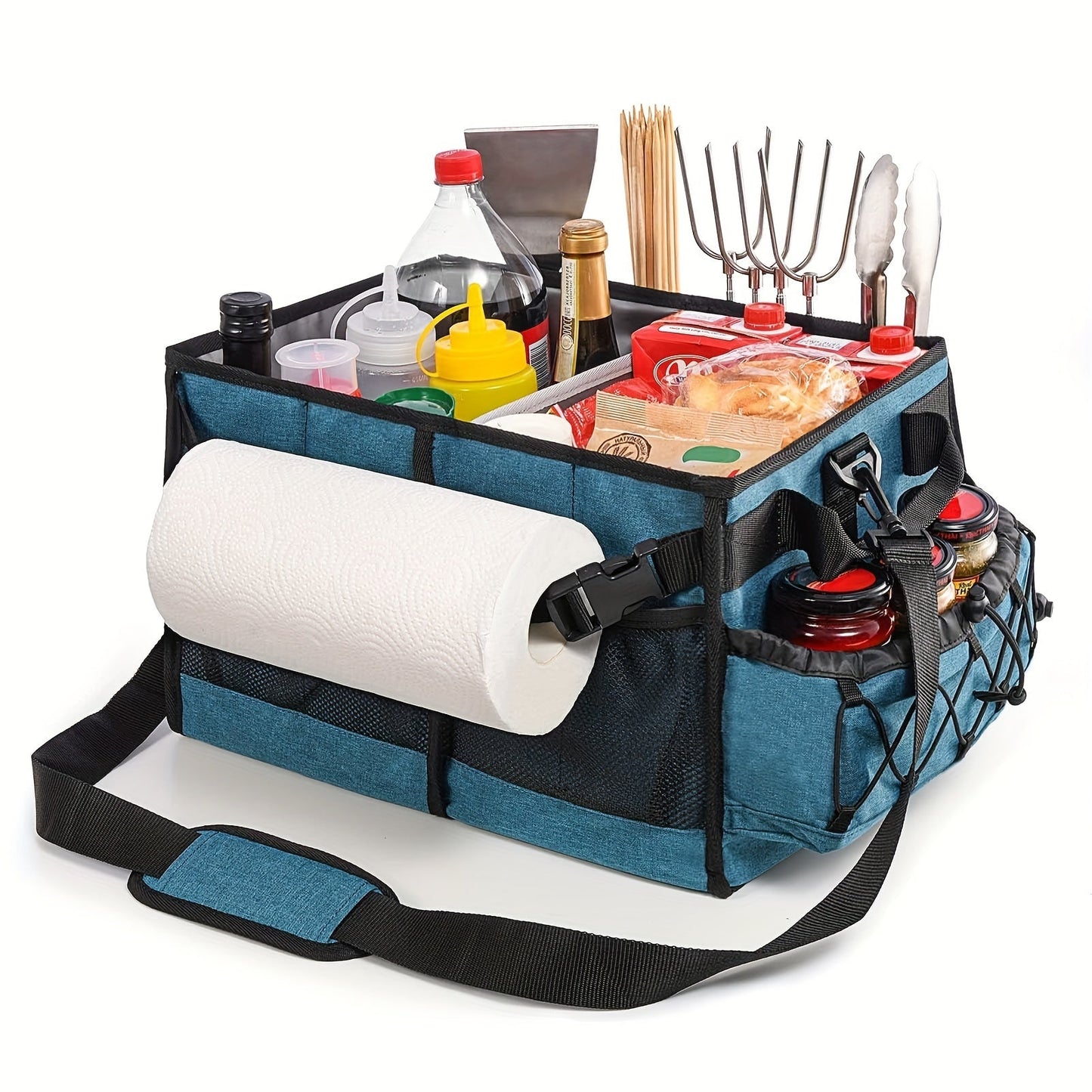 BBQ Grill Caddy with Paper Towel & Condiment Pocket