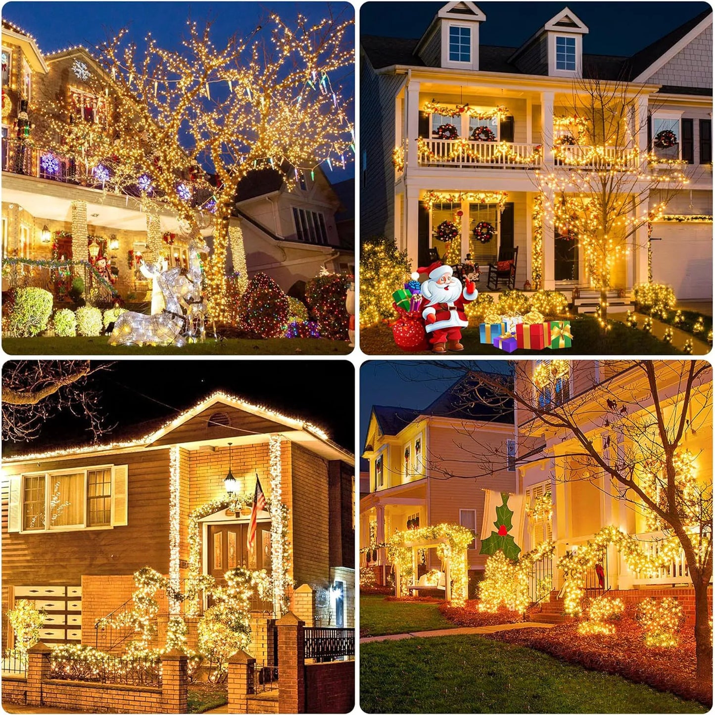 Solar Christmas Lights Outdoor Waterproof String 8 Modes