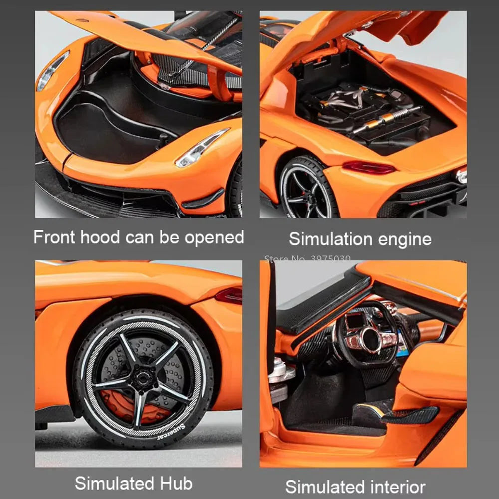 Scale Sports Car Diecast Model for Boys (Orange)