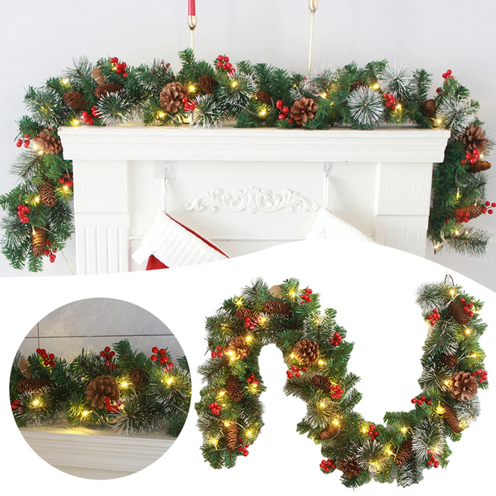 Christmas Rattan Garland with Red Berries