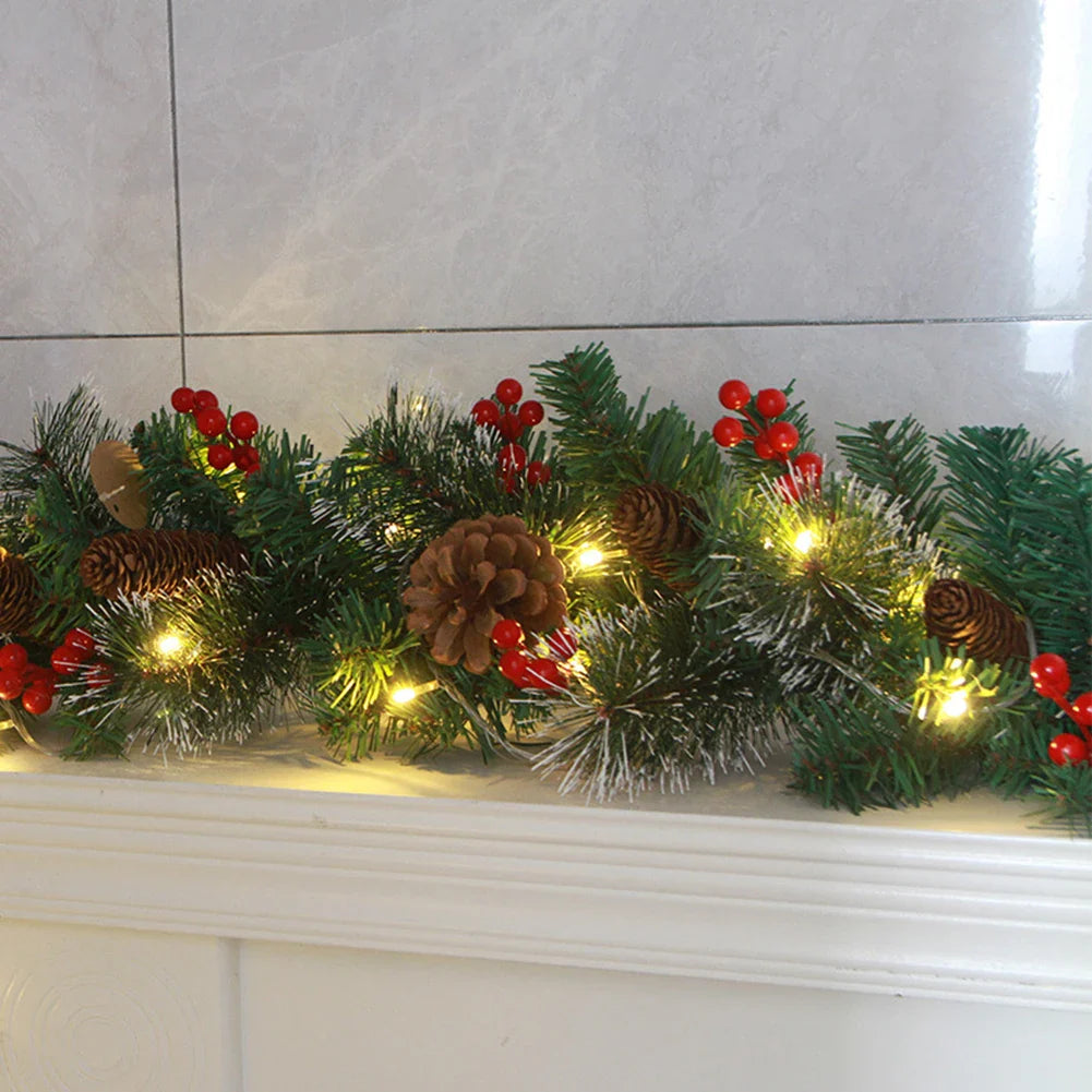 Christmas Rattan Garland with Red Berries