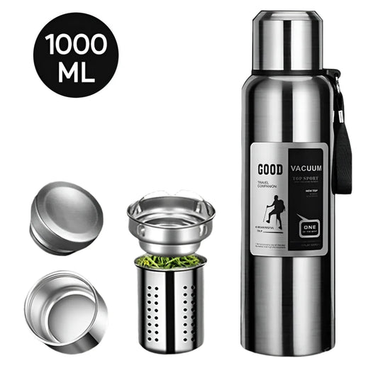 1000ML Stainless Steel Thermos Bottle Sport Vacuum Flask Silver