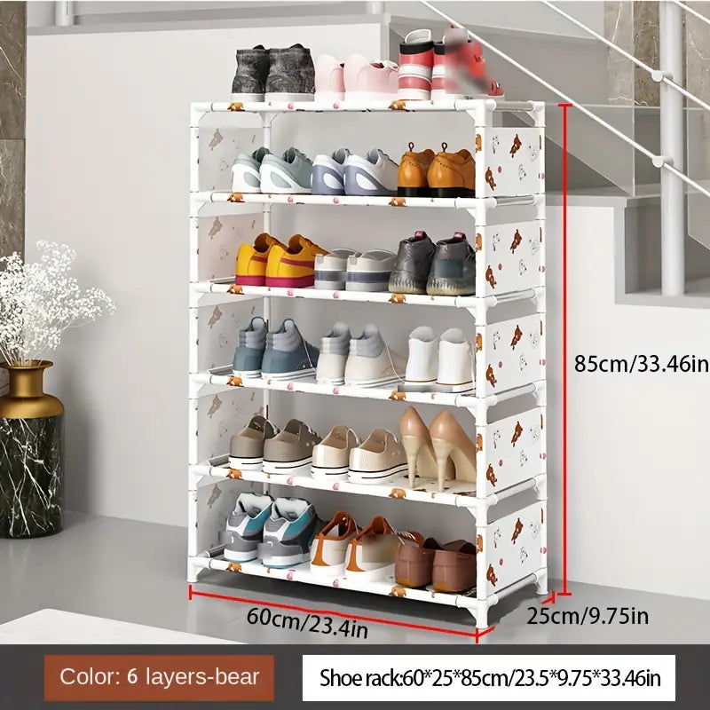 Keep your footwear in check with this multi-layer plastic storage shoe rack