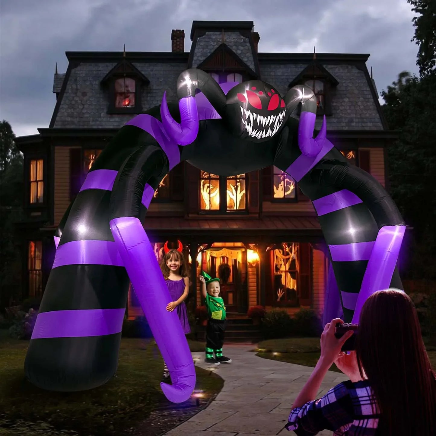 Halloween Spider Arch Inflatable with LED Lights