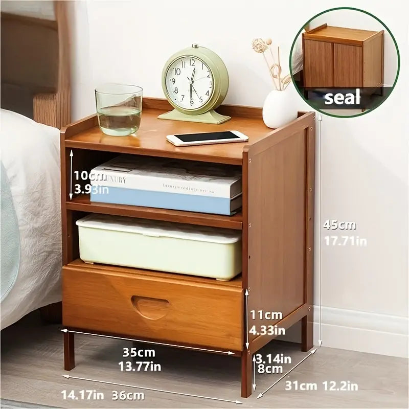 Bedside Table Rectangular Shape - Tan Color