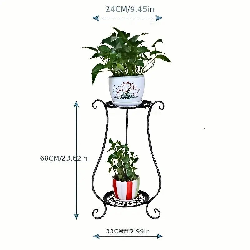 Black European Double-layer Flower Rack